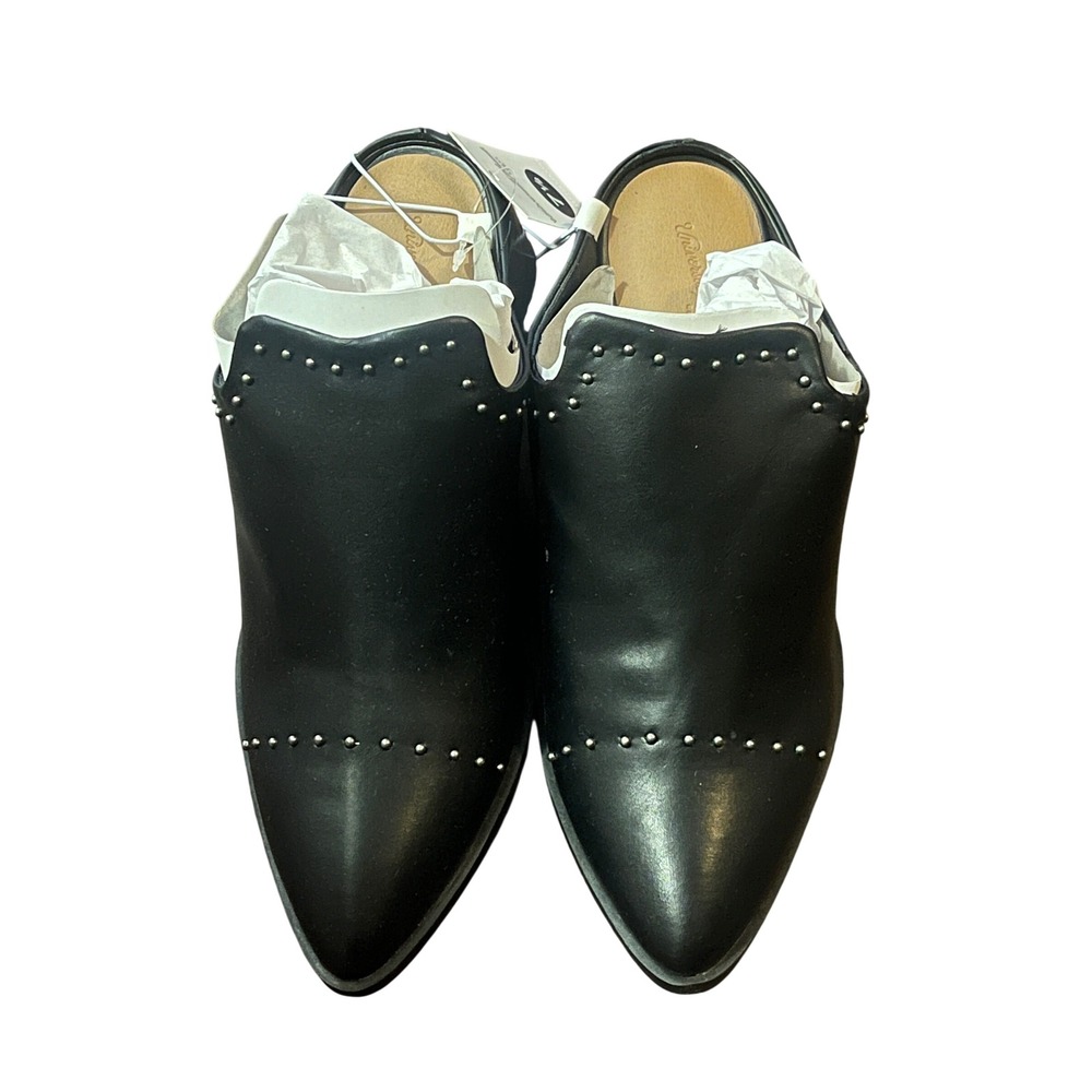Universal Thread Crista Black Studded Pointed Toe Block Heel Mules Womens 7.5
